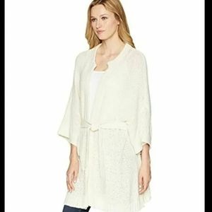 Ugg Kennedy Poncho Cotton Blend Cream Loose Fit Wrap Around Belted Designer #701